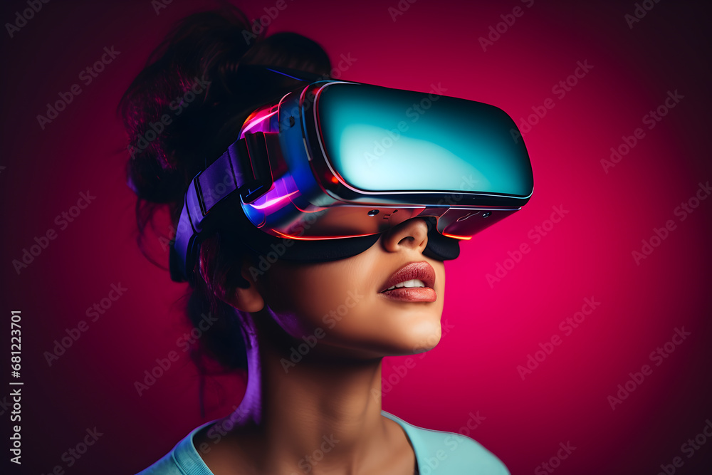 Young Woman in Virtual Reality Goggles: Embracing Future Technology