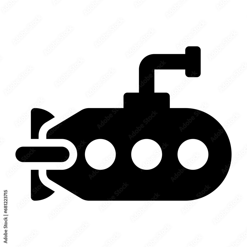 Submarine black solid glyph icon