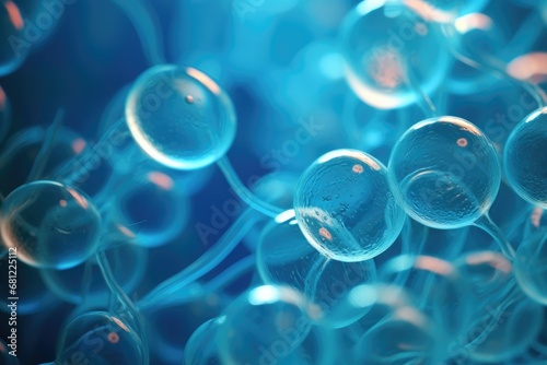 A close up of a bunch of bubbles. Generative AI.