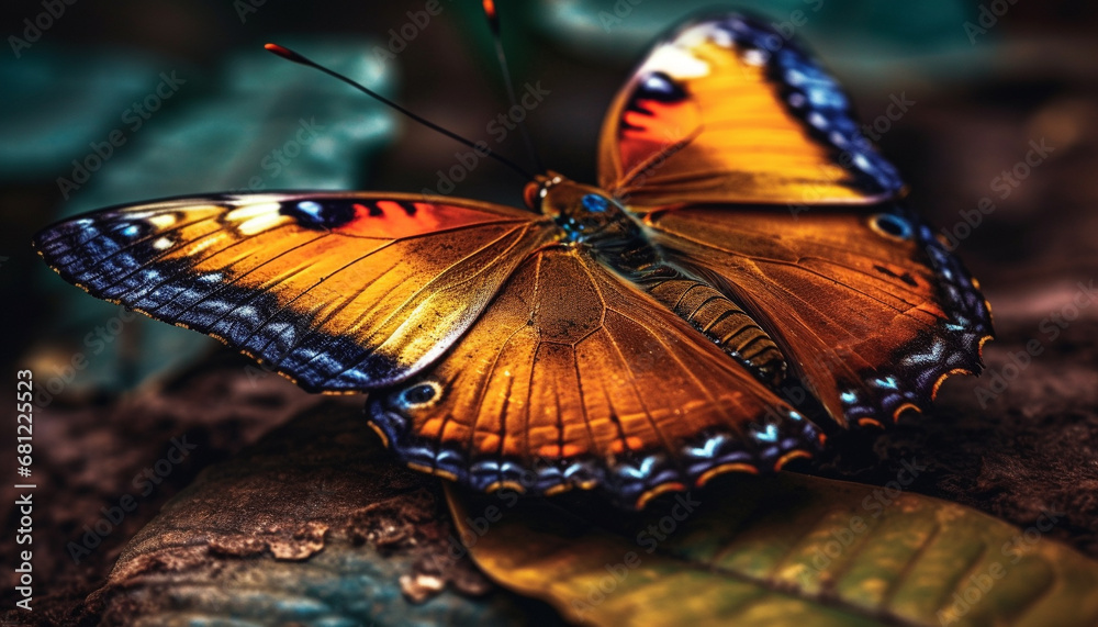 A vibrant, multi colored butterfly showcases the beauty of nature generated by AI A vibrant, multi colored butterfly showcases the beauty of nature generated by AI