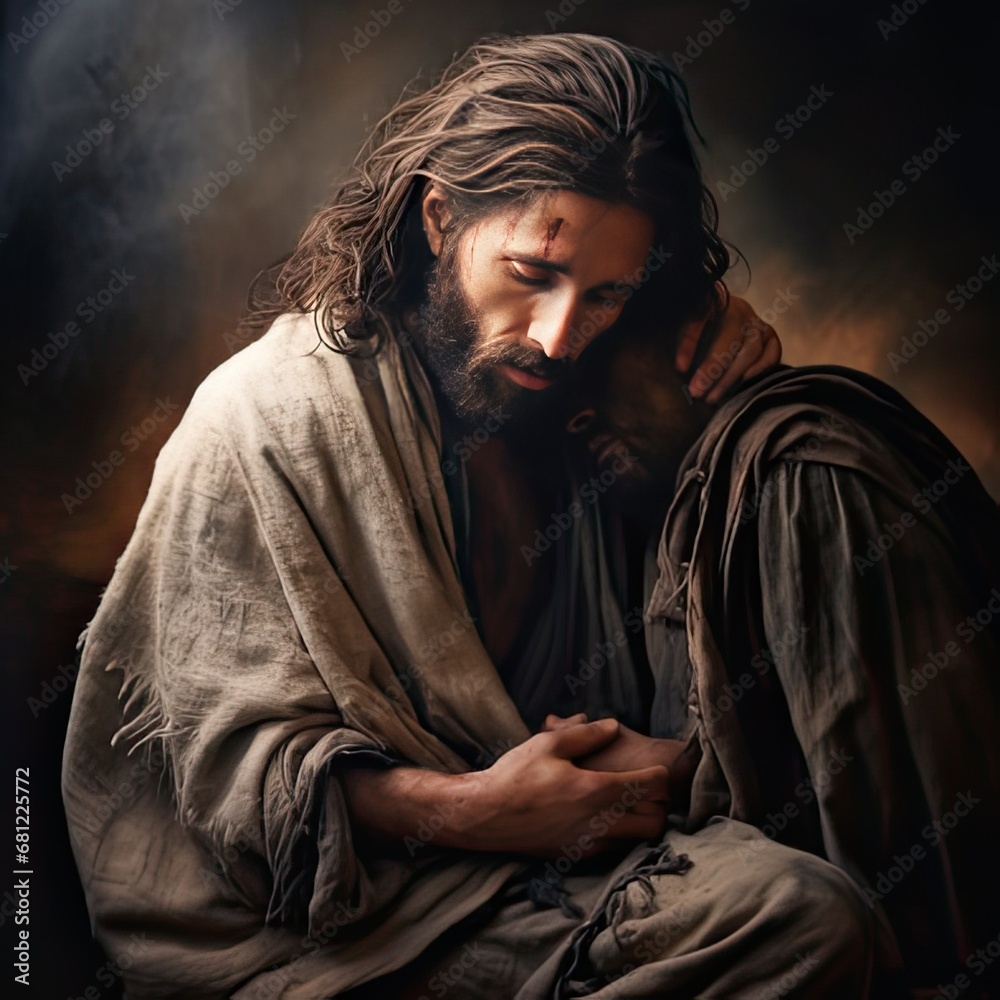 Solitude and Sorrow: Jesus' Compassion Amidst Hardship, generative AI Solitude and Sorrow: Jesus' Compassion Amidst Hardship, generative AI