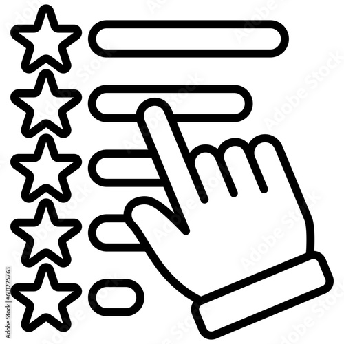 Review black outline icon, related to transportation, ride sharing theme.