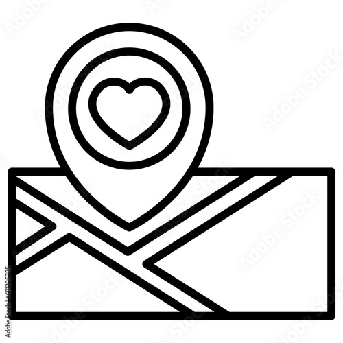 Favorite Places black outline icon, related to transportation, ride sharing theme.