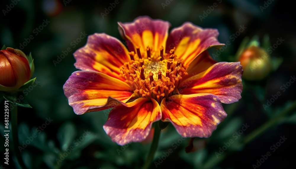 Vibrant colored flowers bloom in a meadow, showcasing nature beauty generated by AI Vibrant colored flowers bloom in a meadow, showcasing nature beauty generated by AI