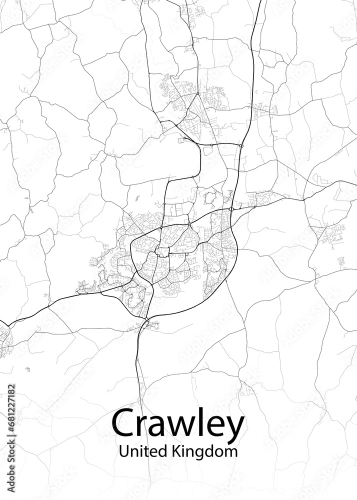 Crawley United Kingdom minimalist map