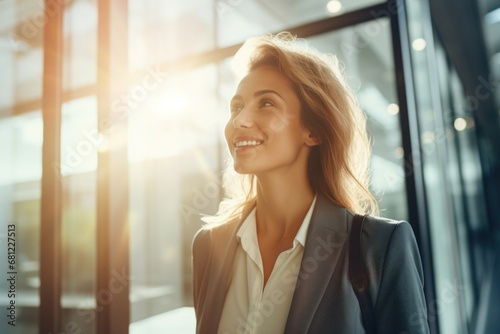 Business woman businesswoman walking smiling in office building