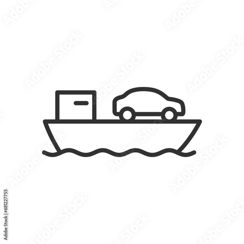 Car ferry, linear icon. Line with editable stroke