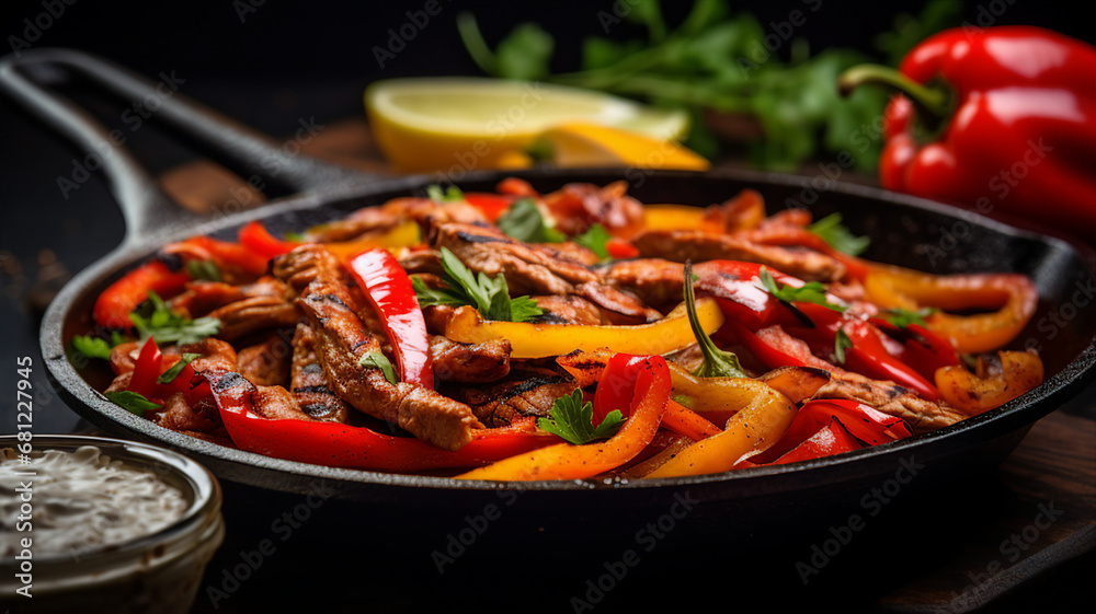 Sizzling Fajitas with Colorful Bell Peppers and Onions