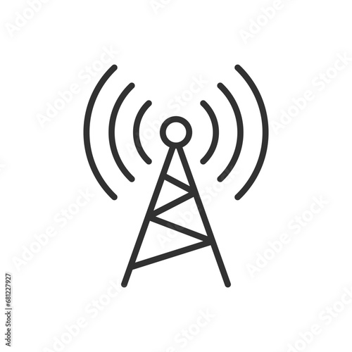 Telecommunications, linear icon. Antenna. Line with editable stroke