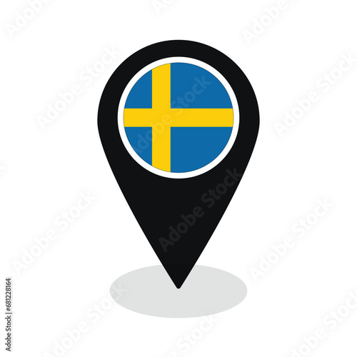 Flag of Sweden flag on map pinpoint icon isolated black color Free Download Flag of Sweden flag on map pinpoint icon isolated black color - GFXLoad