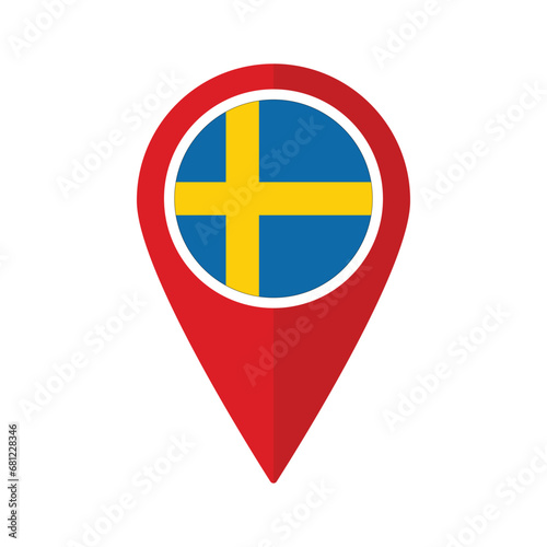 Free Download Flag of Sweden flag on map pinpoint icon isolated red color - GFXLoad