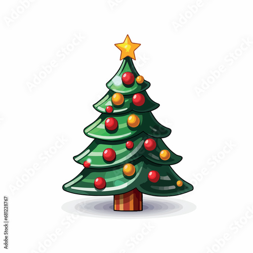 Vector christmas tree isolated. Beautiful shining christmas tree . in cartoon, doodle style. 2d vector illustration in logo, icon style, Eps 10. AI Generative