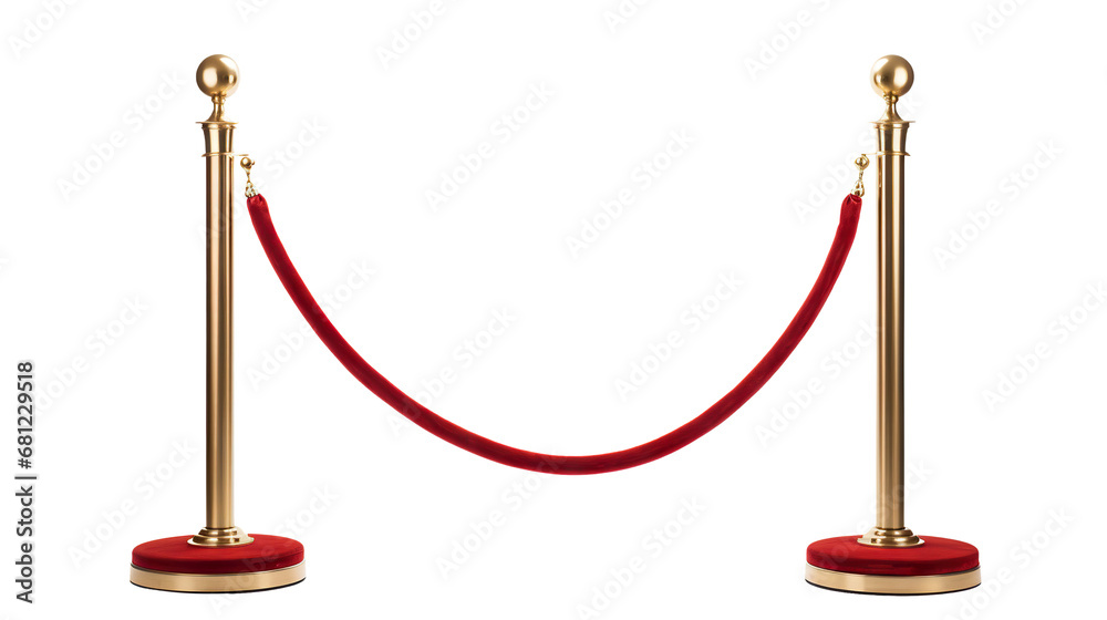 Stanchions with red velvet ropes, cut out Stanchions with red velvet ropes, cut out