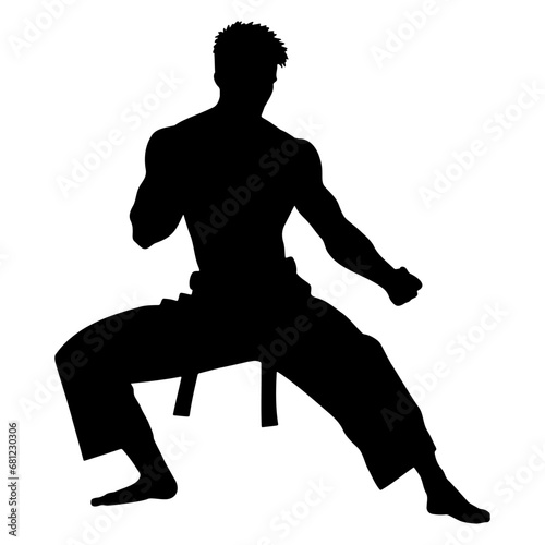 Male martial arts fighter silhouette. vector illustration
