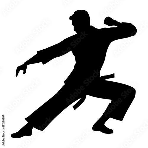 Male martial arts fighter silhouette. vector illustration