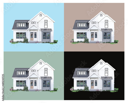 Illustration of houses on different backgrounds photo