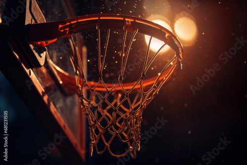 Basketball Dreamscape: The dreamscape of basketball comes alive as the hoop glows in the ethereal hues of sports © Konstiantyn Zapylaie