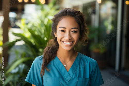 portrait of a female filipina  doctor in hospital photo