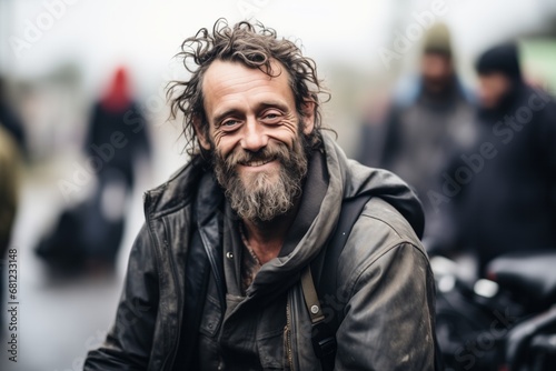 Homeless beggar man