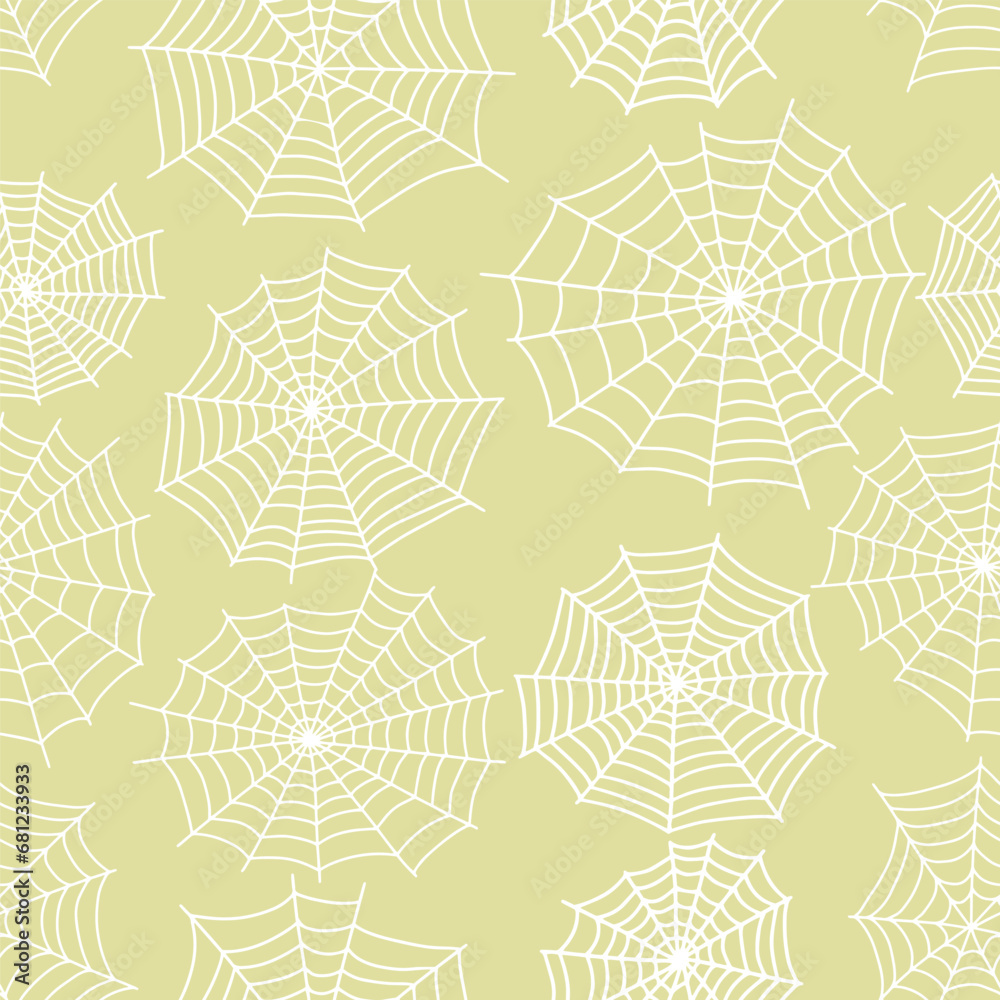 Spider web seamless pattern. Vector creepy background. Halloween texture