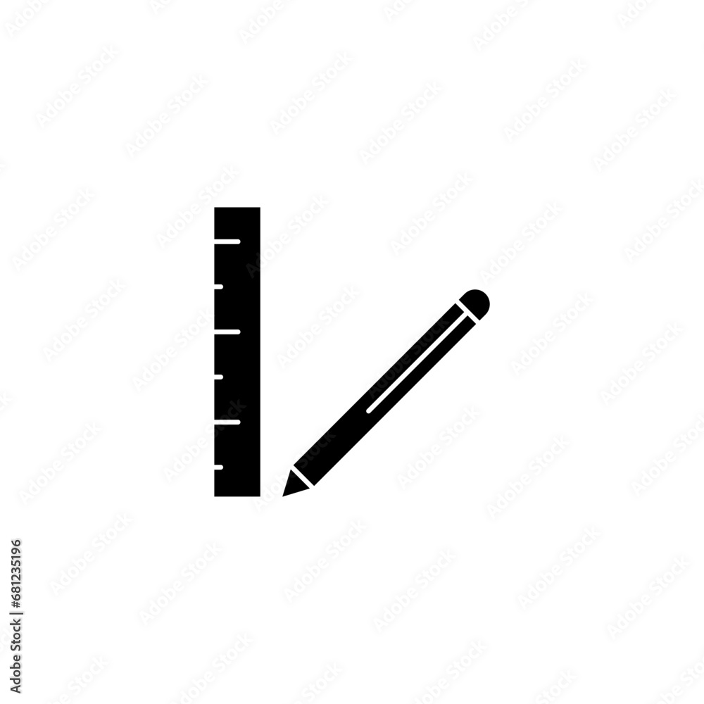 Ruler and pencil concept line icon. Simple element illustration. Ruler and pencil concept outline symbol design. Ruler and pencil concept line icon. Simple element illustration. Ruler and pencil concept outline symbol design.