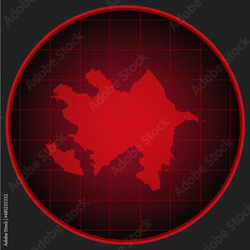 Vector map Azerbaijan on the radar screen