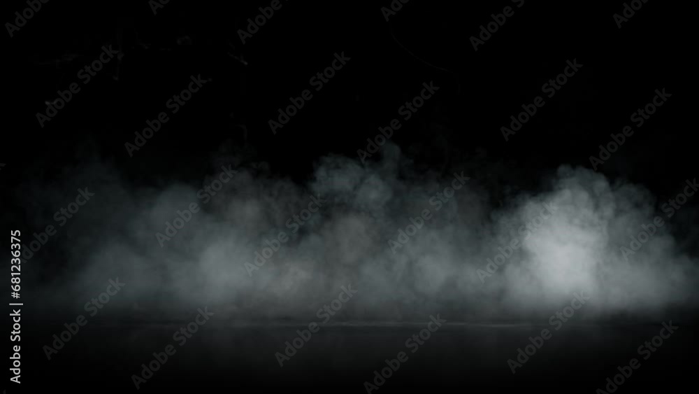 Super Slow Motion Shot of Atmospheric Smoke Slowly Floating on Black Background at 1000fps.