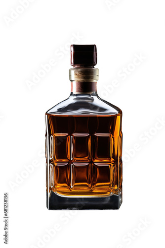 bottle of cognac or whiskey on a transparent background.