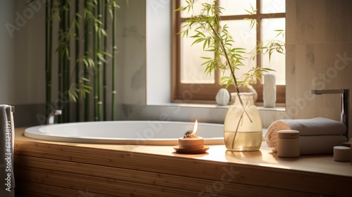 Slika na platnu Find serenity with subtle bamboo decorations in a peaceful bathroom setting