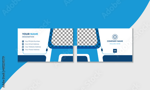 blue color modern digital business card premium latest and ready file (ID: 681238379)