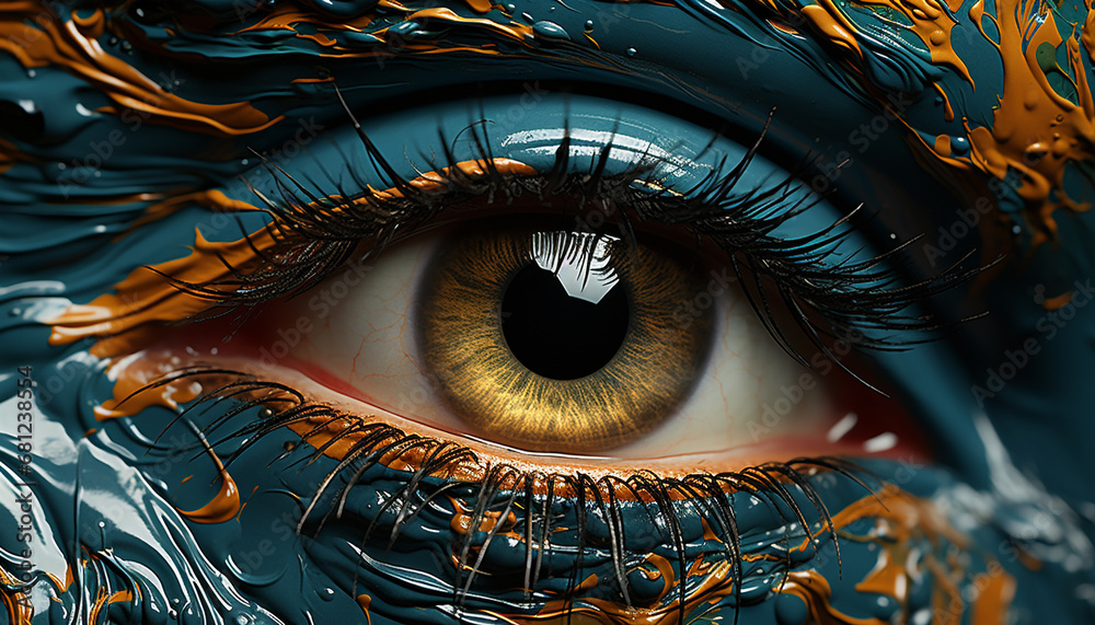 Blue iris, a captivating gaze, beauty in human eyes generated by AI - obrazy, fototapety, plakaty 