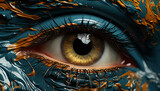 Blue iris, a captivating gaze, beauty in human eyes generated by AI