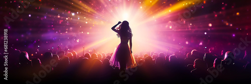 Cartoon image of female idol singer on stage