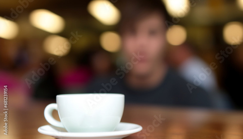 Young adult holding a fresh latte, enjoying a coffee break generated by AI