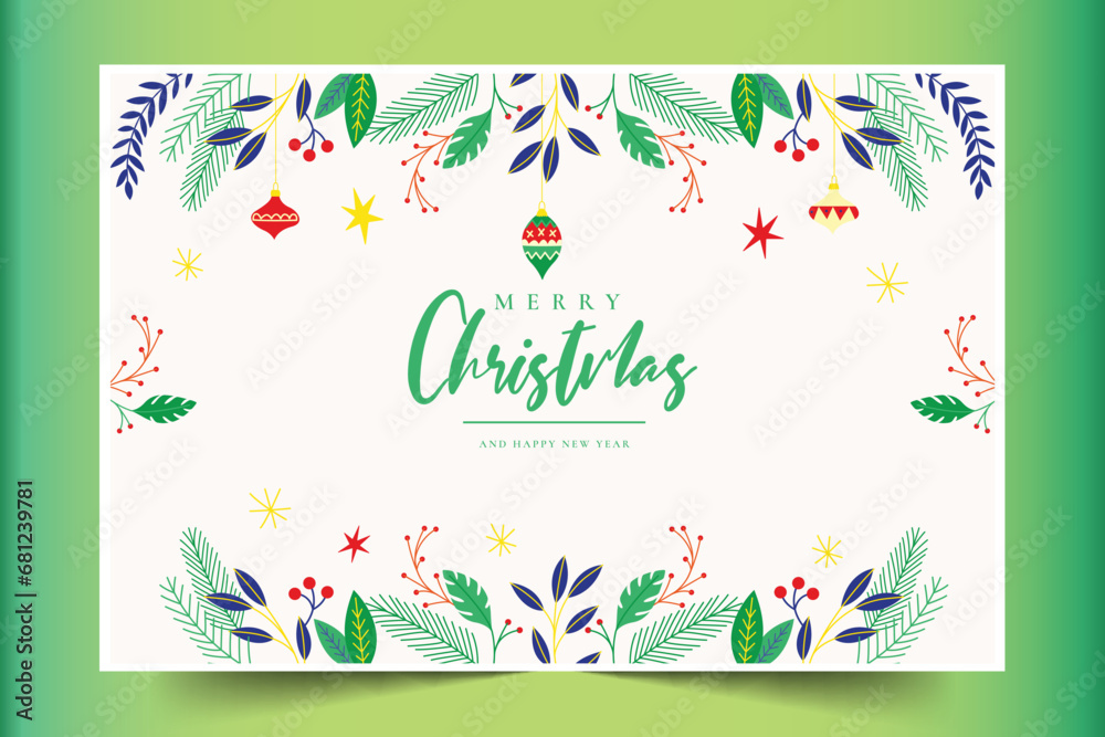 hand drawn christmas background with florals ornaments vector design illustration