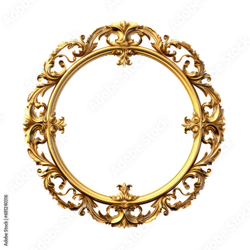 Victorian-era royal circle frame with decorative scrolls on a transparent background