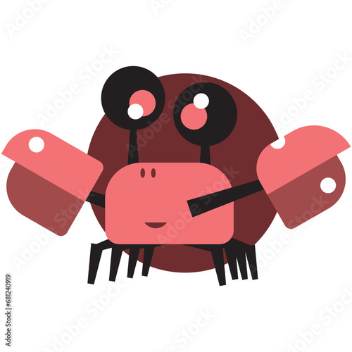 Crab vector illustration in red colors.