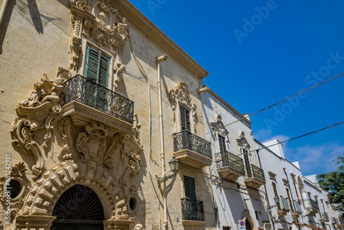 Galatina, Lecce, Puglia, Italy. Ancient village in Salento. The splendid stone buildings, in Baroque style, in the streets and narrow alleys of the historic center of the city.