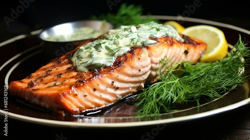 Succulent Grilled Salmon with Dill Butter Sauce