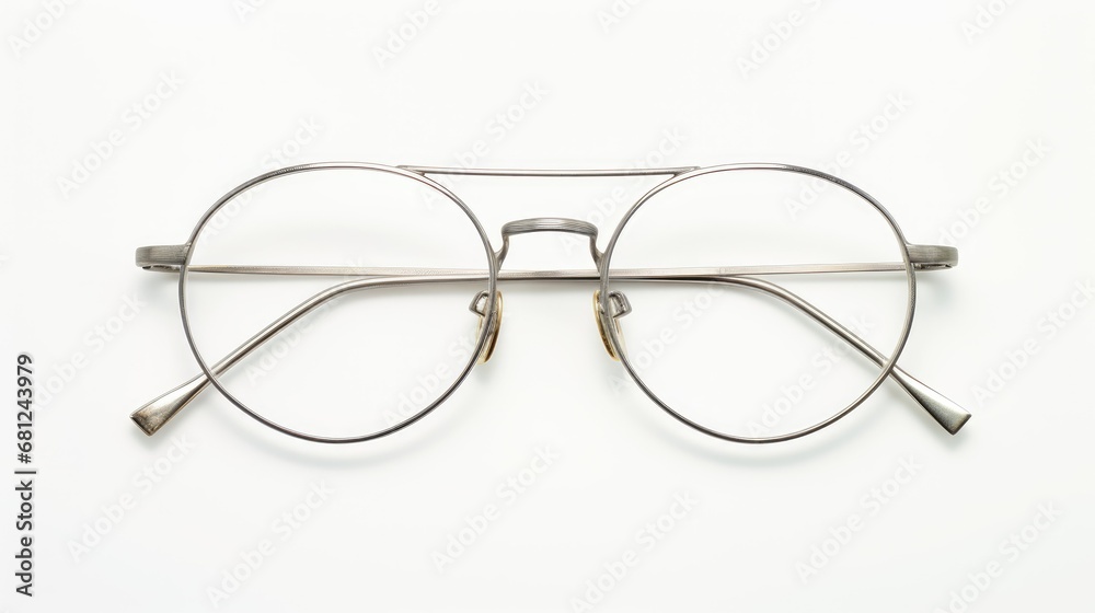 Metal glasses, prescription or reading, on clean white backdrop. Metal glasses, prescription or reading, on clean white backdrop.