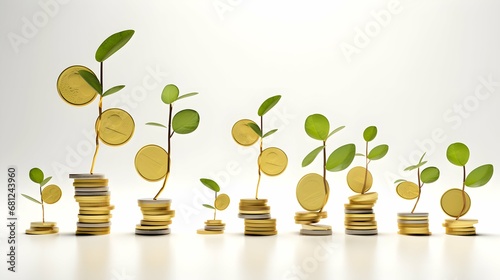 growth money young tree growing on stacks of coins Multiple sources of income photo