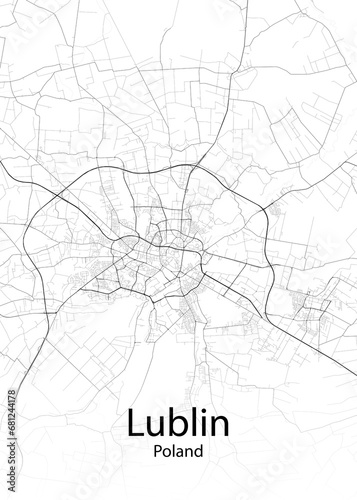 Lublin Poland minimalist map