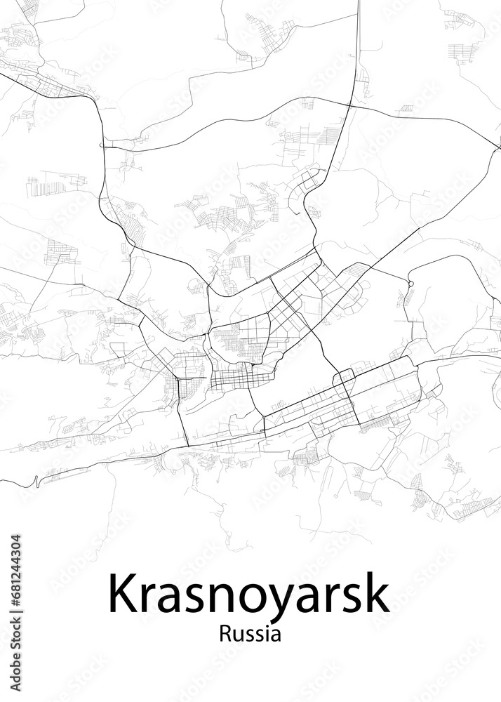 Krasnoyarsk Russia minimalist map