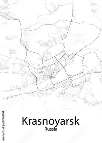 Krasnoyarsk Russia minimalist map