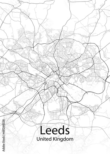 Leeds United Kingdom minimalist map