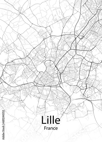 Fototapeta Naklejka Na Ścianę i Meble -  Lille France minimalist map