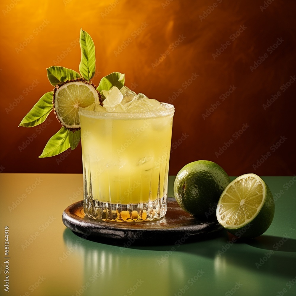 Fototapeta premium Tangy and tropical cocktail tequila lime juice image Ai generated art