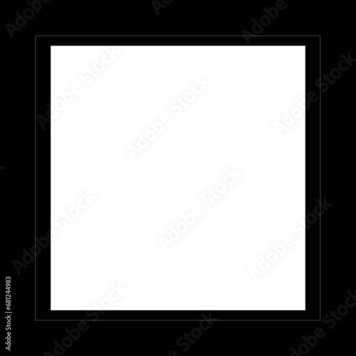 A white square on a black background with a dotted line 