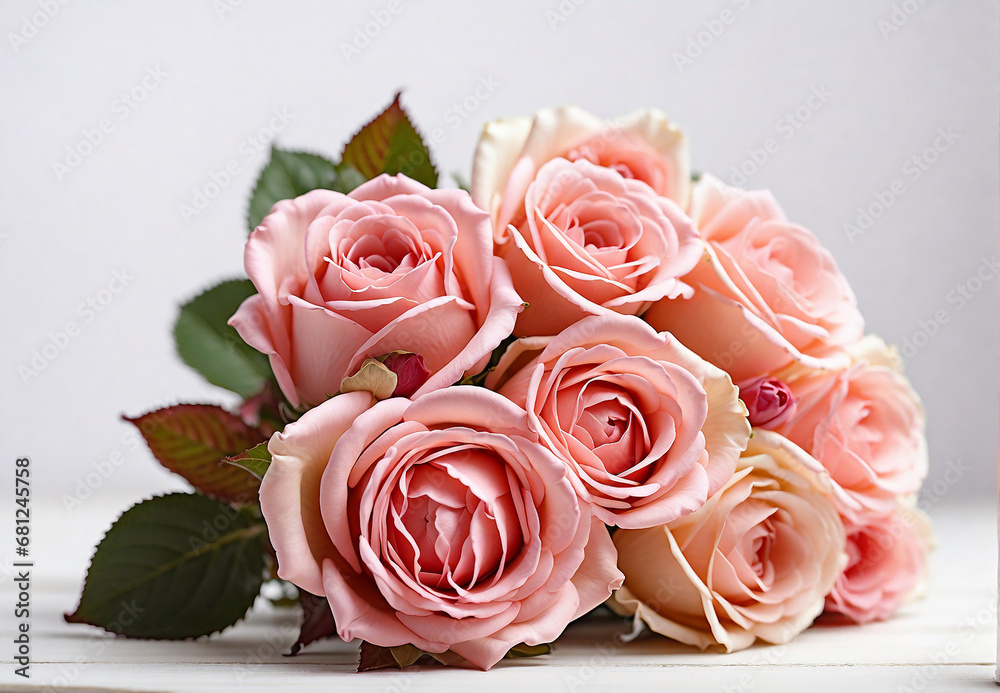 Flowers, pink roses on a light background Flowers, pink roses on a light background