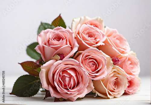 Flowers  pink roses on a light background